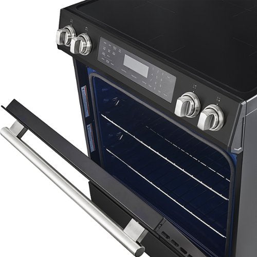 Forno Appliances - 30 in. Wide 4 Elements Donatello 5.0 cu.ft. Slide-In Electric Induction True Convection Range with Antique Brass Accents - Black