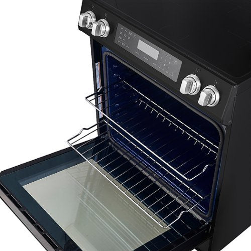 Forno Appliances - 30 in. Wide 4 Elements Donatello 5.0 cu.ft. Slide-In Electric Induction True Convection Range with Antique Brass Accents - Black