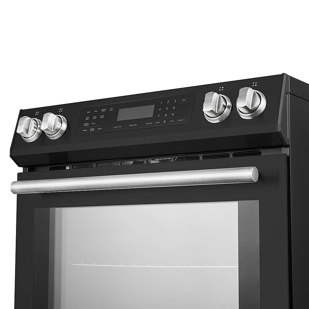Forno Appliances - 30 in. Wide 4 Elements Donatello 5.0 cu.ft. Slide-In Electric Induction True Convection Range with Antique Brass Accents - Black