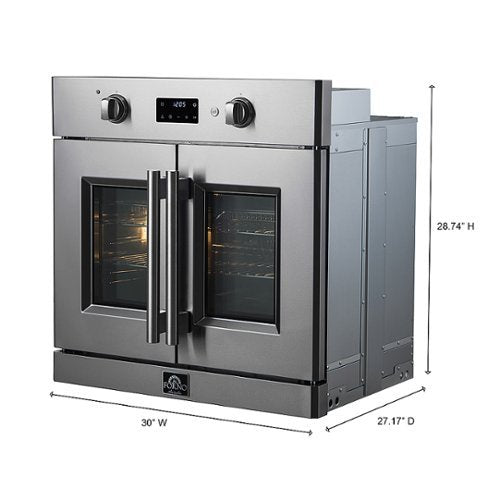 Forno Appliances - Asti 30 in. Single Electric Convection Wall Oven with French Doors - Stainless Steel