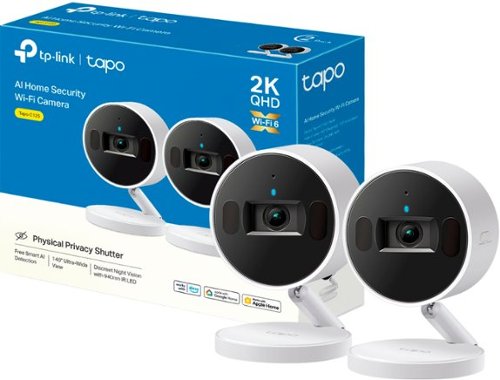 TP-Link - Tapo Indoor Wi-Fi 2K Crystal-Clear Video, Plug-In Security Camera with Magnetic Base (2-pack) - No Monthly Fees - White