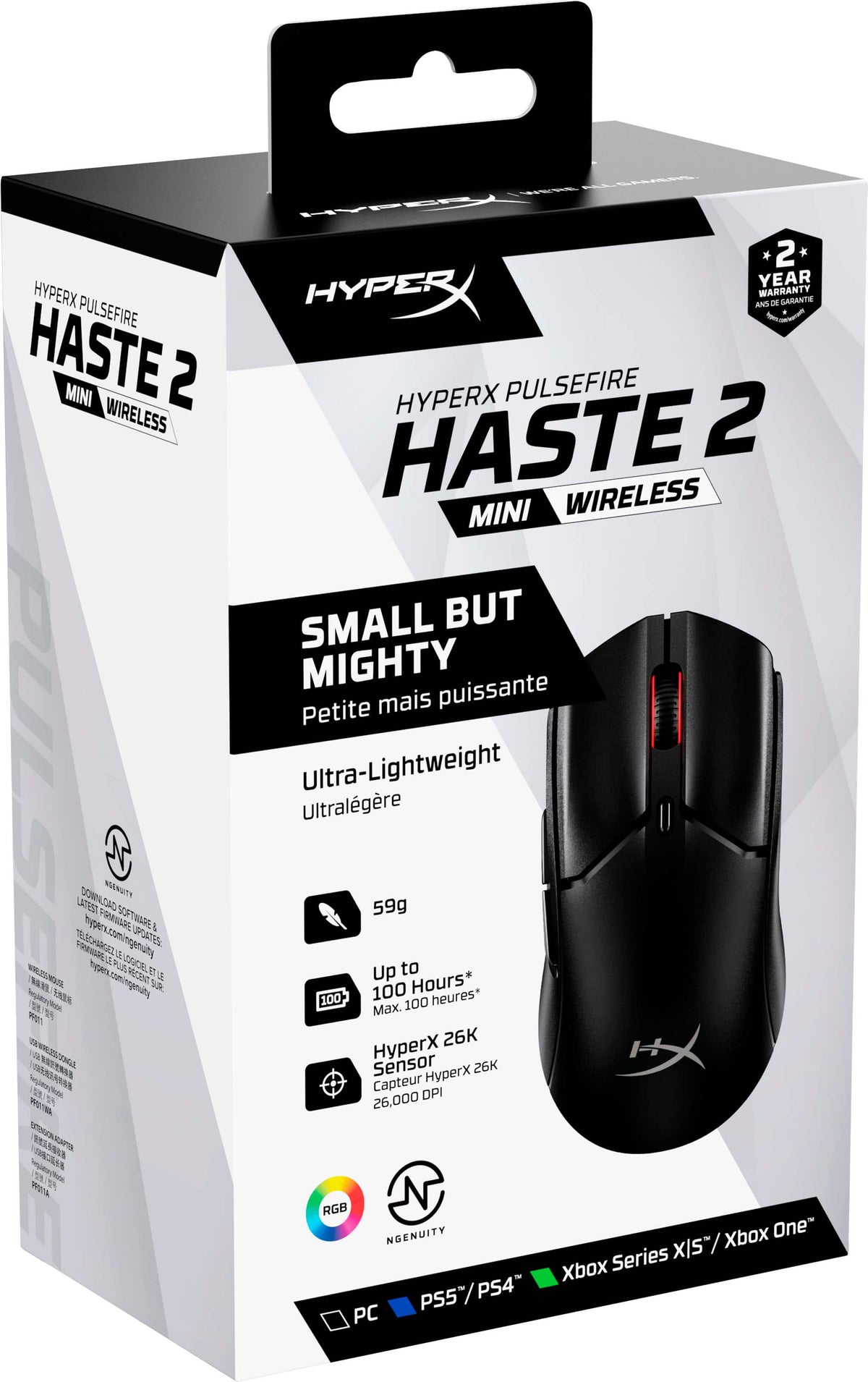 HyperX - Pulsefire Haste 2 Core Lightweight Wireless Optical Gaming Mouse - Wireless - Black