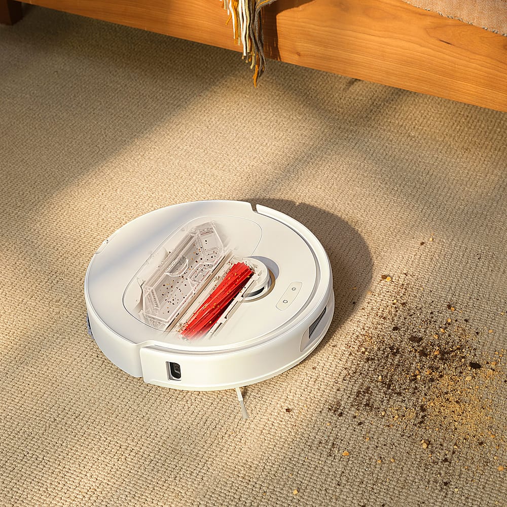 Roborock - Qrevo Pro Wi-Fi Connected Robot Vacuum and Mop with FlexiArm Design Edge Mopping, Dynamic Hot Water Mop Washing - White