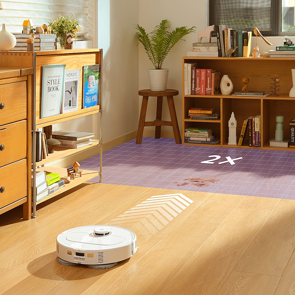 Roborock - Qrevo Pro Wi-Fi Connected Robot Vacuum and Mop with FlexiArm Design Edge Mopping, Dynamic Hot Water Mop Washing - White