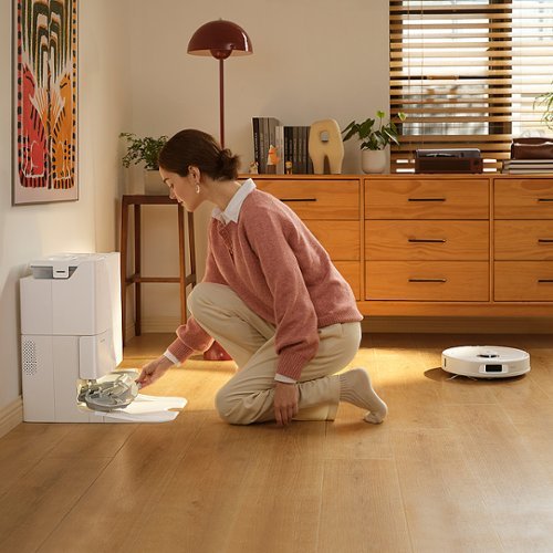 Roborock - Qrevo Pro Wi-Fi Connected Robot Vacuum and Mop with FlexiArm Design Edge Mopping, Dynamic Hot Water Mop Washing - White