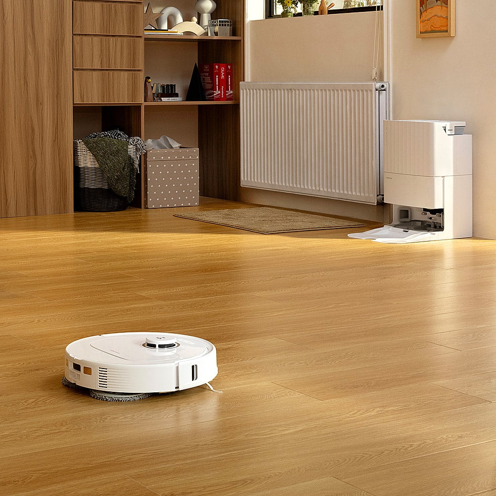 Roborock - Qrevo Pro Wi-Fi Connected Robot Vacuum and Mop with FlexiArm Design Edge Mopping, Dynamic Hot Water Mop Washing - White