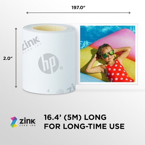 HP - Sprocket Panorama 16.4' (5 Meter) Zink Paper Roll, Sticky Backed Photo Paper Roll - White
