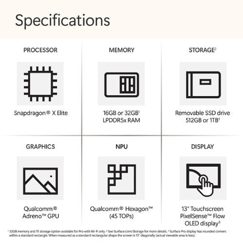 Microsoft - Refurbished Surface Pro - Copilot+ PC - 13” OLED - Snapdragon X Elite 12 Core - 16GB Memory - 512GB SSD - Dune