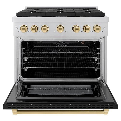 ZLINE - 36 in. Wide 6 Burner Autograph Paramount Gas Range and Gold Accents (SGRZ-BLM-36-G) - White