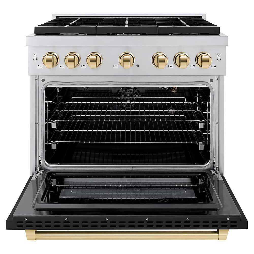 ZLINE - 36 in. Wide 6 Burner Autograph Paramount Gas Range and Gold Accents (SGRZ-BLM-36-G) - White