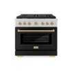ZLINE - 36 in. Wide 6 Burner Autograph Paramount Gas Range and Gold Accents (SGRZ-BLM-36-G) - White
