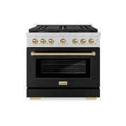 ZLINE - 36 in. Wide 6 Burner Autograph Paramount Gas Range and Gold Accents (SGRZ-BLM-36-G) - White