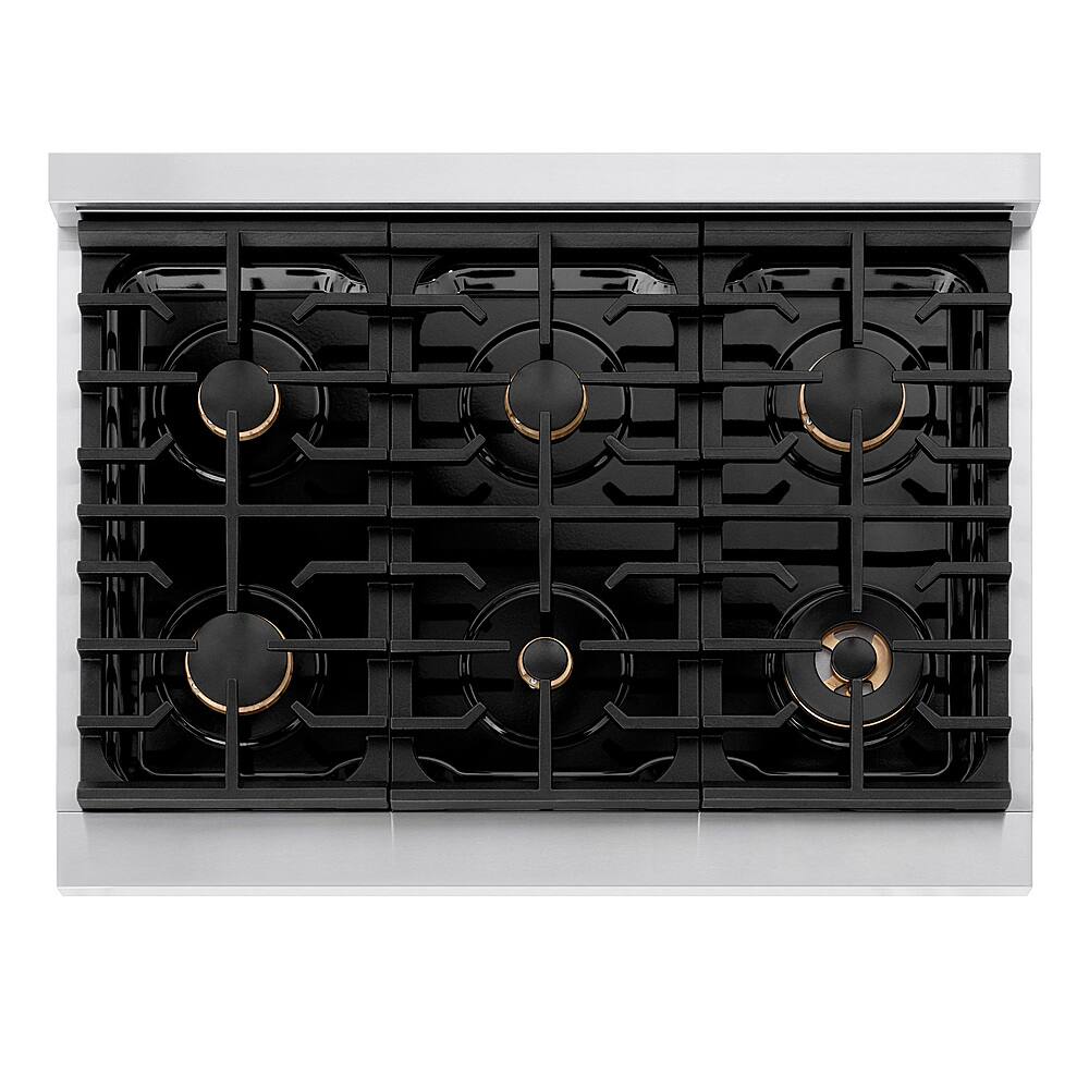 ZLINE - 36 in. Wide 6 Burner Autograph Paramount Gas Range and Gold Accents (SGRZ-BLM-36-G) - White