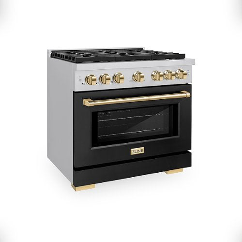 ZLINE - 36 in. Wide 6 Burner Autograph Paramount Gas Range and Gold Accents (SGRZ-BLM-36-G) - White