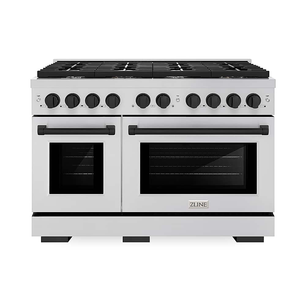 ZLINE - 48 in. Wide 8 Burner Autograph Edition Paramount Gas Range with Matte Black Accents (SGRZ-48-MB) - Stainless Steel
