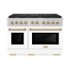 ZLINE - 48 in. Wide 8 Burner Autograph Paramount Gas Range  and Gold Accents (SGRZ-WM-48-G) - White