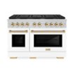 ZLINE - 48 in. Wide 8 Burner Autograph Paramount Gas Range  and Gold Accents (SGRZ-WM-48-G) - White