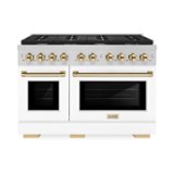 ZLINE - 48 in. Wide 8 Burner Autograph Paramount Gas Range  and Gold Accents (SGRZ-WM-48-G) - White
