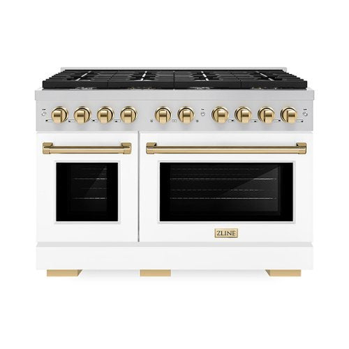 ZLINE - 48 in. Wide 8 Burner Autograph Paramount Gas Range  and Gold Accents (SGRZ-WM-48-G) - White