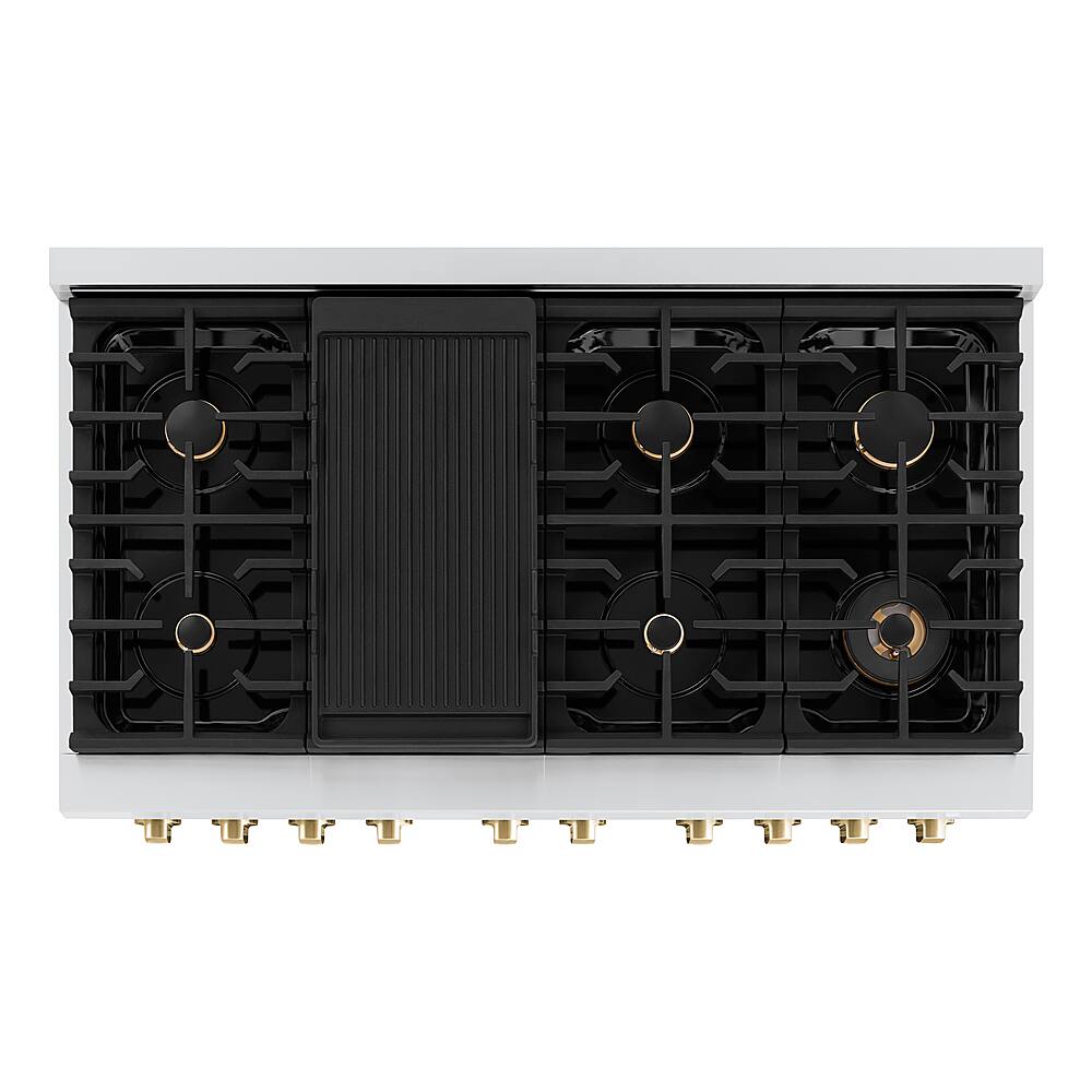 ZLINE - 48 in. Wide 8 Burner Autograph Paramount Gas Range  and Gold Accents (SGRZ-WM-48-G) - White