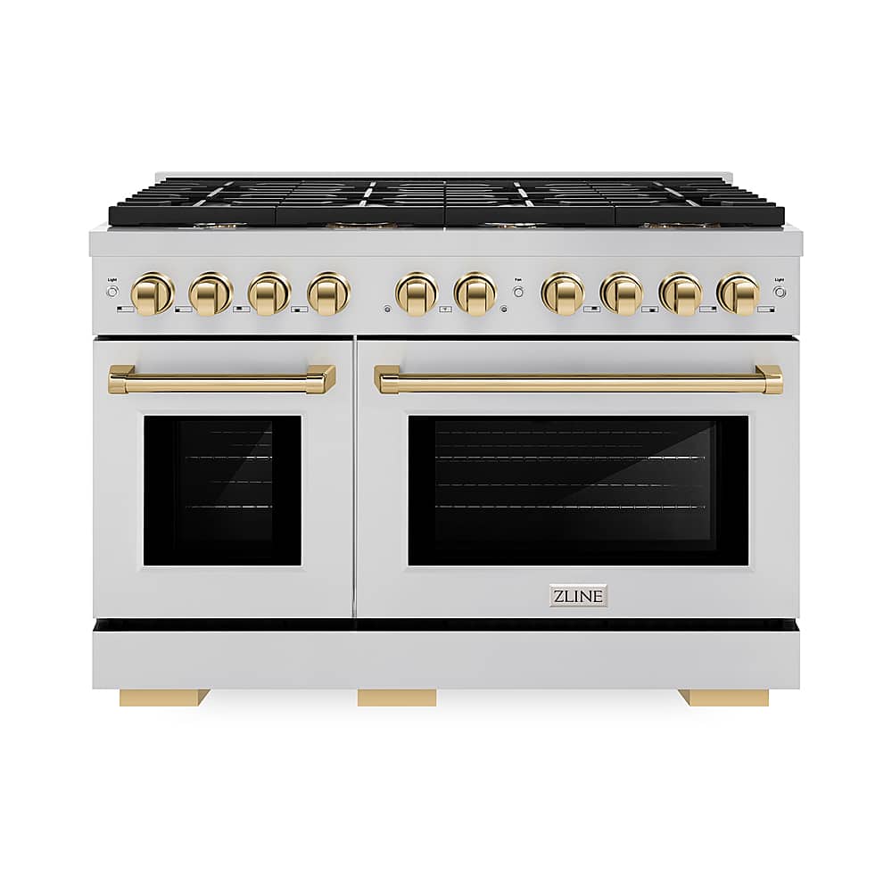 ZLINE - 48 in. Wide 8 Burner Autograph Edition Paramount Gas Range with Polished Gold Accents (SGRZ-48-G) - Stainless Steel