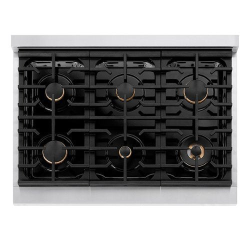ZLINE - 36 in. Wide 6 Burner Autograph Paramount Gas Range and Bronze Accents (SGRZ-BLM-36-CB) - Black