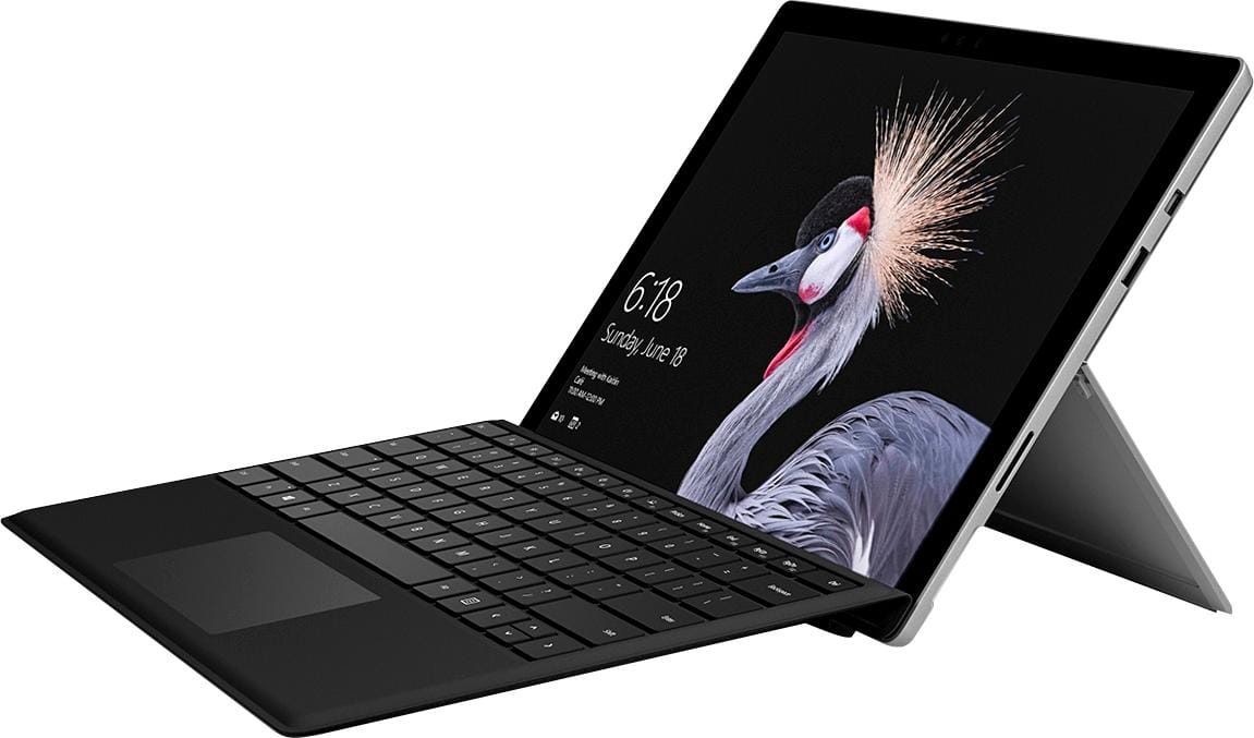 Microsoft - Geek Squad Certified Refurbished Surface Pro - 12.3" Touch-Screen - 128GB - Intel Core i5 with Black Type Cover - Platinum