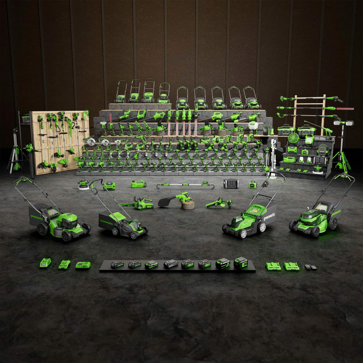 Greenworks - 24V 5 Tool Combo Kit - Drill, Impact Driver, Recip Saw, Light, Bluetooth Speaker, 2Ah + 4Ah Batteries, & Charger - Green