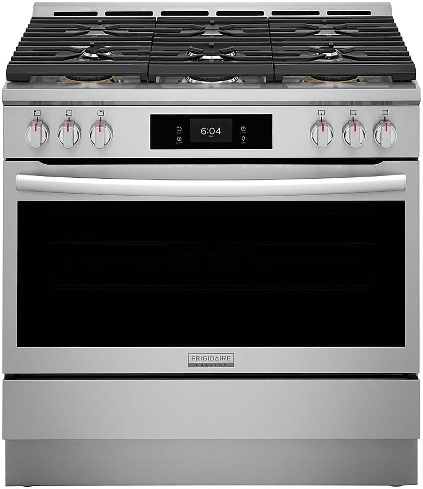 Frigidaire - Gallery 36 in. Wide 6 burners 4.6 Cu. Ft. Freestanding Dual Fuel Total Convection Range with Air Fry - Stainless Steel