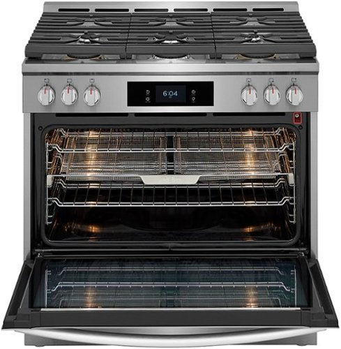 Frigidaire - Gallery 36 in. Wide 6 burners 4.6 Cu. Ft. Freestanding Dual Fuel Total Convection Range with Air Fry - Stainless Steel