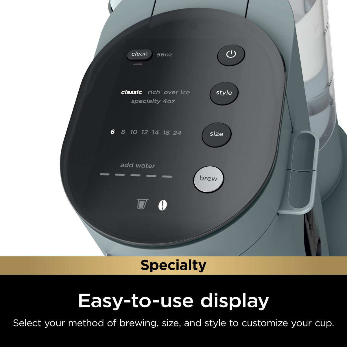 Ninja - Pods & Grounds Specialty Single-Serve Iced Coffee Maker, K-Cup Pod Compatible with Foldaway Milk Frother - Sage Green