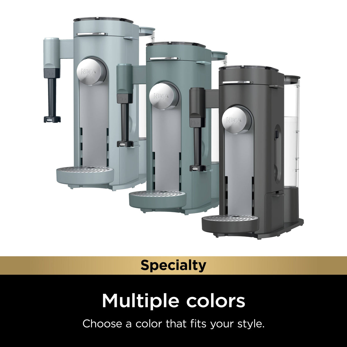 Ninja - Pods & Grounds Specialty Single-Serve Iced Coffee Maker, K-Cup Pod Compatible with Foldaway Milk Frother - Sage Green