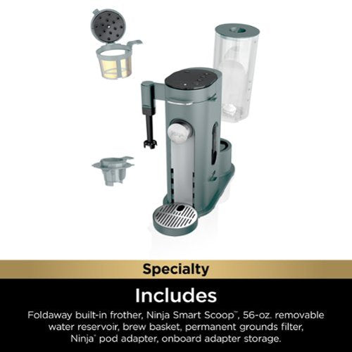 Ninja - Pods & Grounds Specialty Single-Serve Iced Coffee Maker, K-Cup Pod Compatible with Foldaway Milk Frother - Sage Green