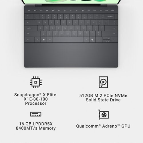 Dell - XPS - 13.4" 3K OLED Touchscreen Laptop - Snapdragon X Elite X1E-80 2024 - 16GB Memory - 512 GB Storage - Copilot+ PC - Graphite
