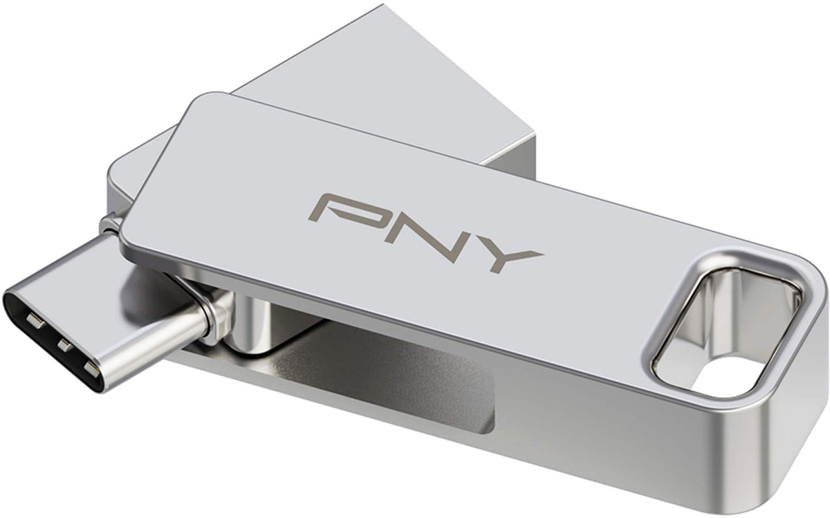 PNY - 64GB DUO LINK USB 3.2 Type-C Dual Flash Drive - Silver