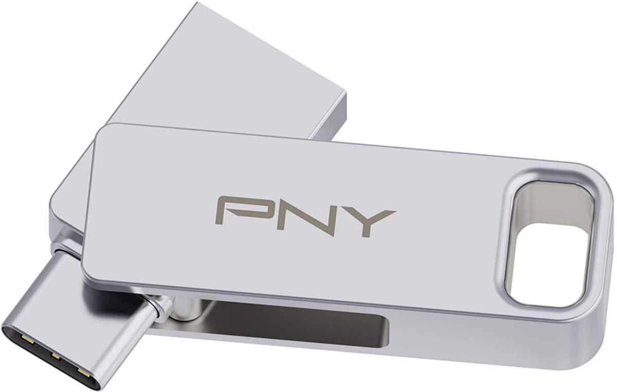 PNY - 64GB DUO LINK USB 3.2 Type-C Dual Flash Drive - Silver