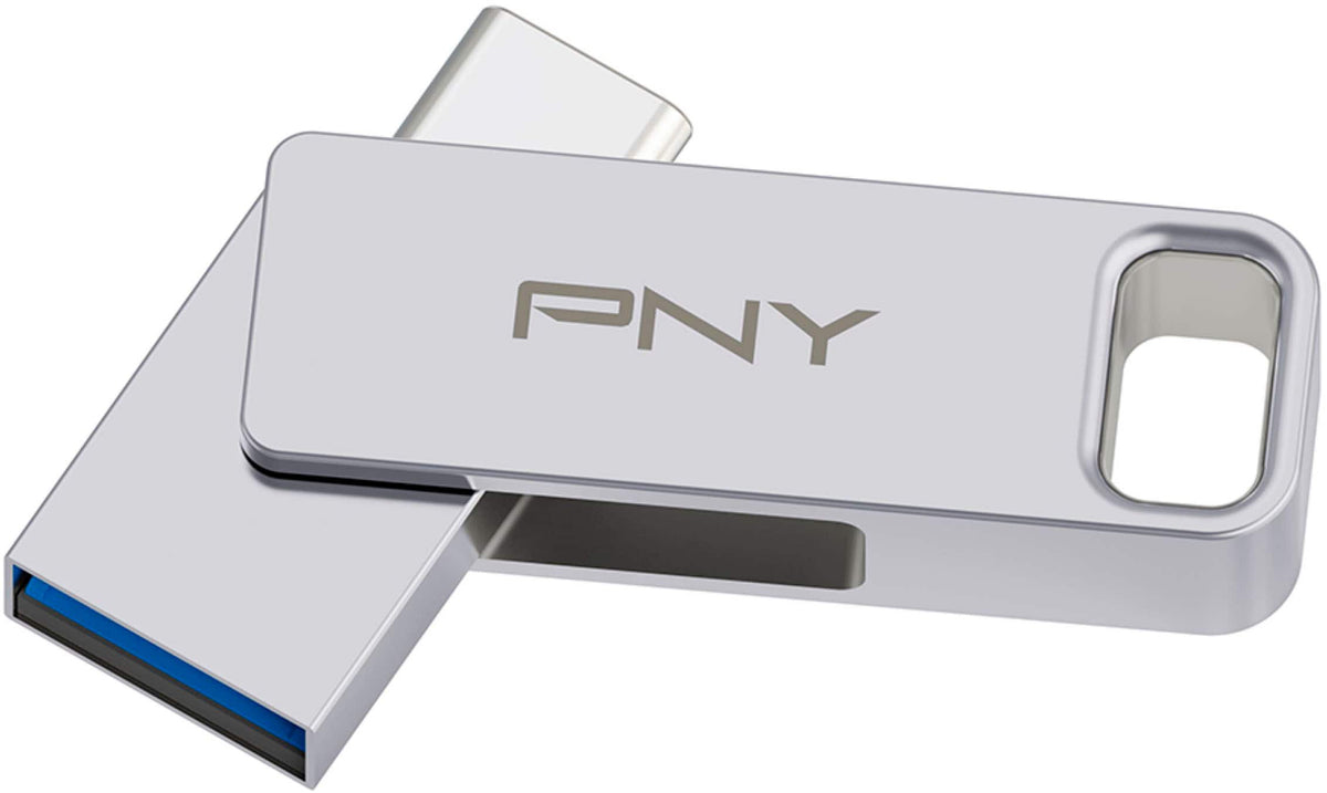 PNY - 64GB DUO LINK USB 3.2 Type-C Dual Flash Drive - Silver