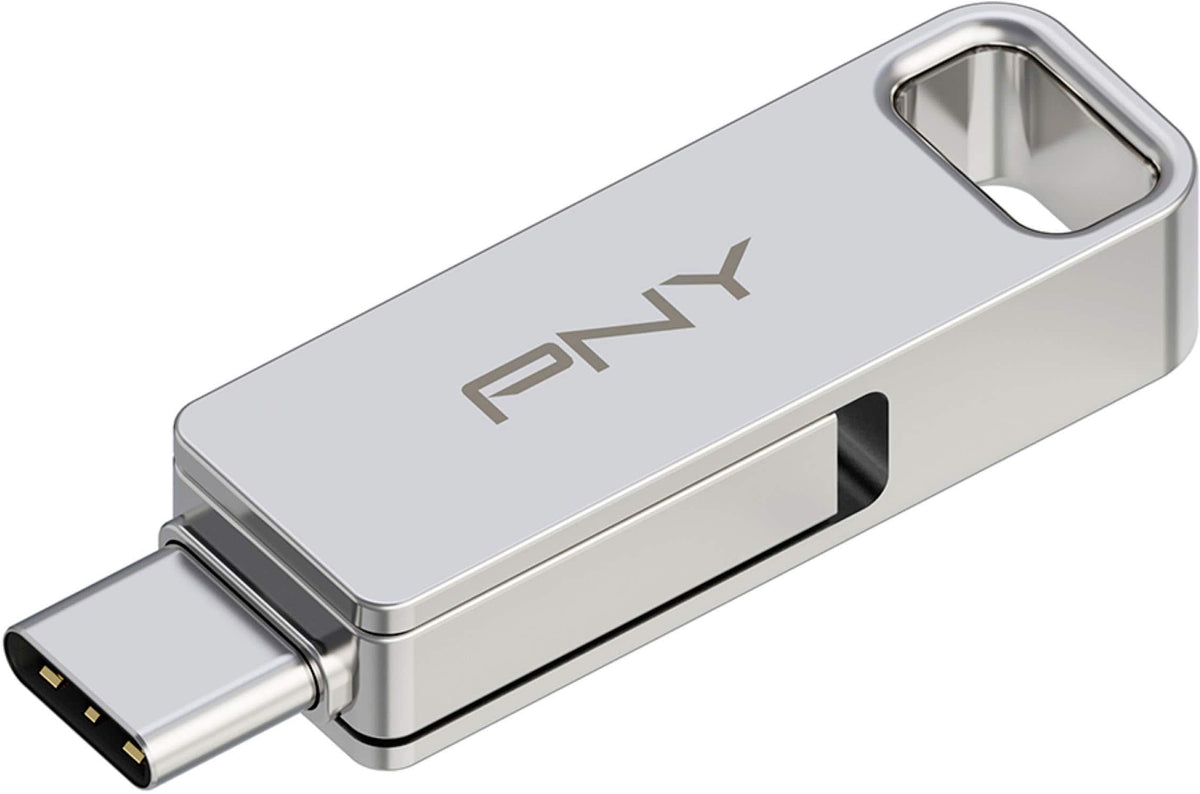 PNY - 64GB DUO LINK USB 3.2 Type-C Dual Flash Drive - Silver