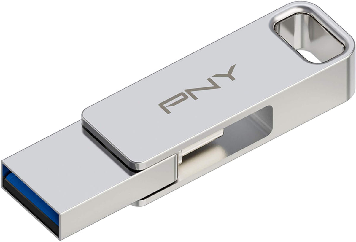 PNY - 64GB DUO LINK USB 3.2 Type-C Dual Flash Drive - Silver