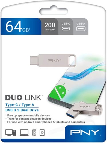 PNY - 64GB DUO LINK USB 3.2 Type-C Dual Flash Drive - Silver