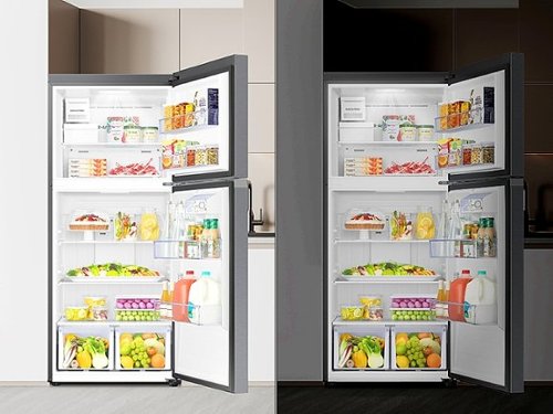 Samsung - 29 in. Wide 18 Cu. Ft. Top Freezer Smart Refrigerator with All-Around Cooling - Stainless Steel