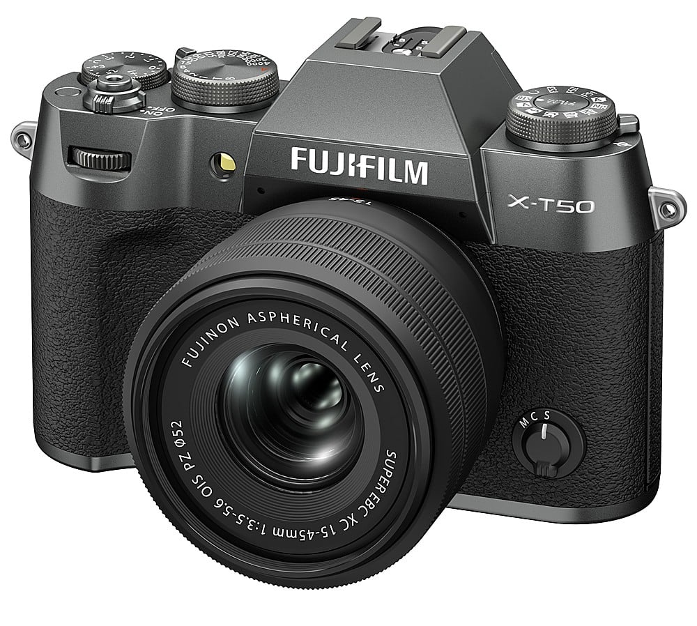 Fujifilm - X-T50 Mirrorless Camera with XC15-45mmF3.5-5.6 OIS PZ Lens - Charcoal Silver