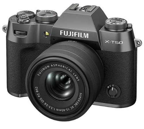 Fujifilm - X-T50 Mirrorless Camera with XC15-45mmF3.5-5.6 OIS PZ Lens - Charcoal Silver