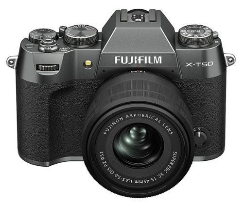 Fujifilm - X-T50 Mirrorless Camera with XC15-45mmF3.5-5.6 OIS PZ Lens - Charcoal Silver