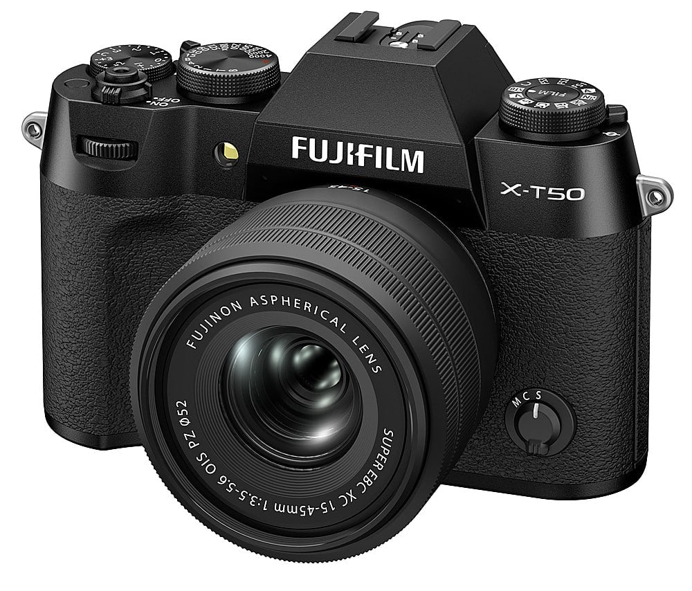 Fujifilm - X-T50 Mirrorless Camera with XC15-45mmF3.5-5.6 OIS PZ Lens - Black