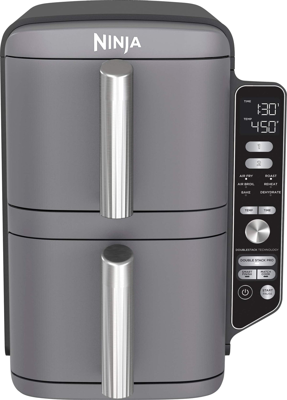 Ninja - DoubleStack XL 10 QT, 6-in-1, 2-Basket Air Fryer, Space Saving Design - Gray