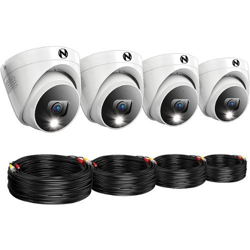 Night Owl - 4-Camera Indoor/Outdoor Add On Wired 2K Security Dome Cameras with 2-Way Audio - White