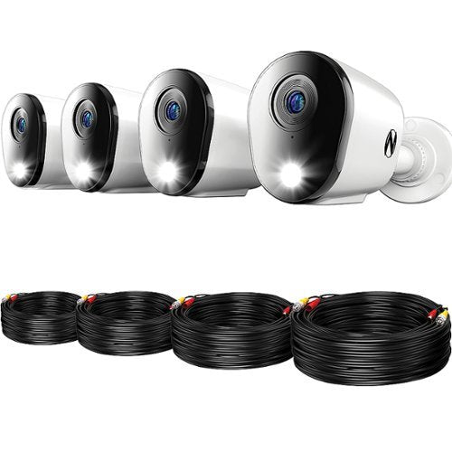Night Owl - 4-Camera Indoor/Outdoor Add On Wired 4K Security Cameras with 2-Way Audio - White