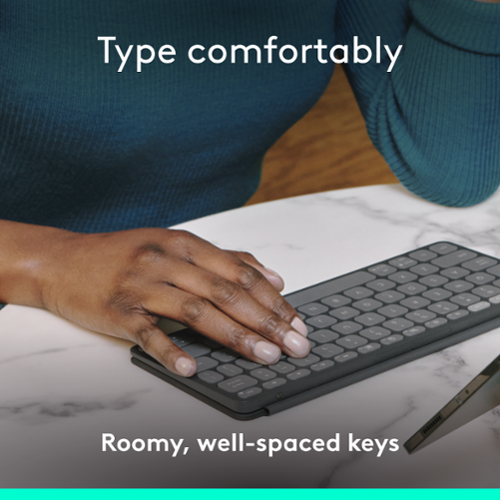Logitech - Keys-To-Go 2 Slim Portable Bluetooth Keyboard for iPad, iPhone, Mac, and Apple TV With Built-in Cover - Graphite