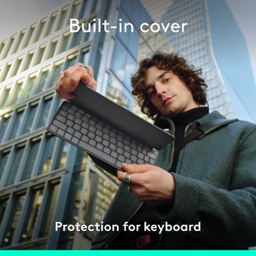 Logitech - Keys-To-Go 2 Slim Portable Bluetooth Keyboard for iPad, iPhone, Mac, and Apple TV With Built-in Cover - Graphite